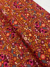 Load image into Gallery viewer, Little bird floral heart cotton fabric - 1/2 mtr - cream/red