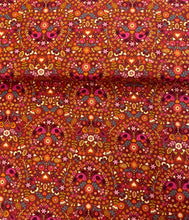 Load image into Gallery viewer, Little bird floral heart cotton fabric - 1/2 mtr - cream/red