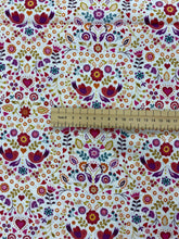 Load image into Gallery viewer, Little bird floral heart cotton fabric - 1/2 mtr - cream/red