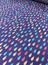 Load image into Gallery viewer, Aqua and pink floral or raindrop cotton fabric - 1/2 mtr