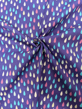Load image into Gallery viewer, Aqua and pink floral or raindrop cotton fabric - 1/2 mtr