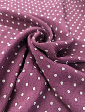Load image into Gallery viewer, Burgundy and white mini polkadot viscose crepe - 1/2mtr - Dressmaking Fabric