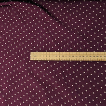 Load image into Gallery viewer, Burgundy and white mini polkadot viscose crepe - 1/2mtr - Dressmaking Fabric