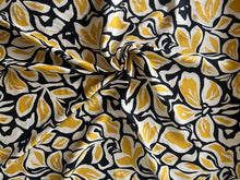 Load image into Gallery viewer, Abstract Floral - Black/Yellow - Dressmaking Fabric