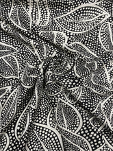 Load image into Gallery viewer, Black & Off-White Leaf Print Viscose - 1/2m - Dressmaking Fabric