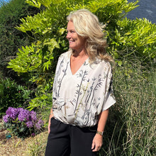 Load image into Gallery viewer, Bird & reeds soft crepe fabric - TWO colourways - 1/2mtr - Dressmaking Fabric