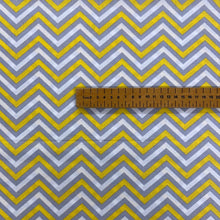 Load image into Gallery viewer, Mustard and Grey Chevron cotton fabric - 1/2 mtr