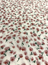 Load image into Gallery viewer, Salmon Pink and White Ditsy Floral Viscose Fabric - 1/2mtr - Dressmaking Fabric
