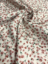 Load image into Gallery viewer, Salmon Pink and White Ditsy Floral Viscose Fabric - 1/2mtr - Dressmaking Fabric