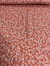 Load image into Gallery viewer, Salmon Pink and White Ditsy Floral Viscose Fabric - 1/2mtr - Dressmaking Fabric