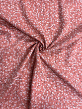 Load image into Gallery viewer, Salmon Pink and White Ditsy Floral Viscose Fabric - 1/2mtr - Dressmaking Fabric