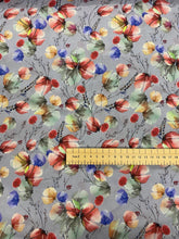 Load image into Gallery viewer, Grey/blue autumnal floral cotton lawn - 1/2mtr - Dressmaking Fabric