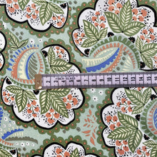 Load image into Gallery viewer, Scallop sage and peach leaf print viscose fabric - 1/2mtr - Dressmaking Fabric