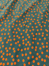 Load image into Gallery viewer, Teal/orange dot crepe - 1/2mtr - Dressmaking Fabric