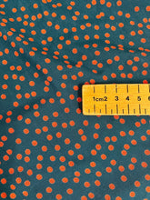 Load image into Gallery viewer, Teal/orange dot crepe - 1/2mtr - Dressmaking Fabric