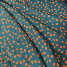 Load image into Gallery viewer, Teal/orange dot crepe - 1/2mtr - Dressmaking Fabric