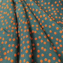 Load image into Gallery viewer, Teal/orange dot crepe - 1/2mtr - Dressmaking Fabric