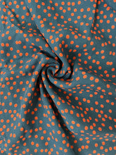 Load image into Gallery viewer, Teal/orange dot crepe - 1/2mtr - Dressmaking Fabric