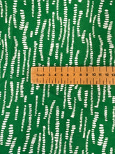 Load image into Gallery viewer, Green dashes viscose - 1/2mtr - Dressmaking Fabric