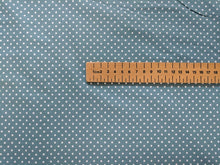 Load image into Gallery viewer, Teal small spot fabric. 100% cotton. 112cm wide