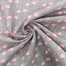 Load image into Gallery viewer, Flamingo hessian heavyweight fabric - 1/2mtr