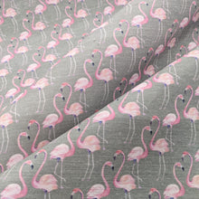 Load image into Gallery viewer, Flamingo hessian heavyweight fabric - 1/2mtr