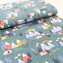 Load image into Gallery viewer, Mountains camping cotton fabric - 1/2 mtr