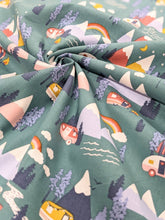 Load image into Gallery viewer, Mountains camping cotton fabric - 1/2 mtr