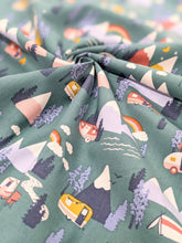 Load image into Gallery viewer, Mountains camping cotton fabric - 1/2 mtr