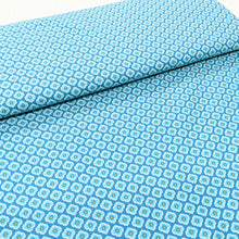 Load image into Gallery viewer, Teal geometric cotton fabric - 1/2 mtr