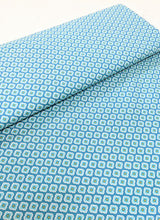 Load image into Gallery viewer, Teal geometric cotton fabric - 1/2 mtr