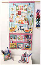 Load image into Gallery viewer, Sewing room wall hanging organiser and storage boxes sewing kit