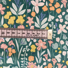 Load image into Gallery viewer, Sage green colourful flowers cotton fabric - 1/2 mtr