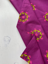 Load image into Gallery viewer, Magenta &amp; lime flower circles cotton fabric - 1/2 mtr