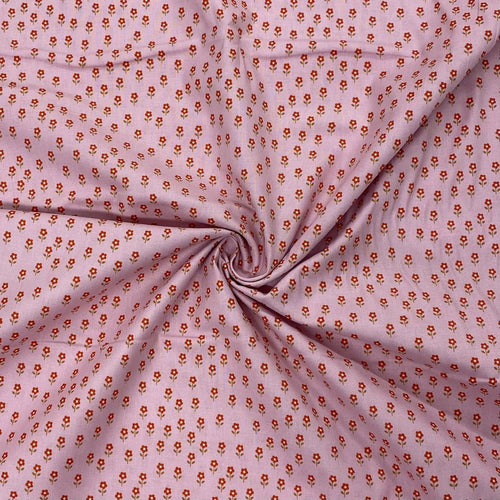 Little flowers on pink cotton fabric - 1/2 mtr
