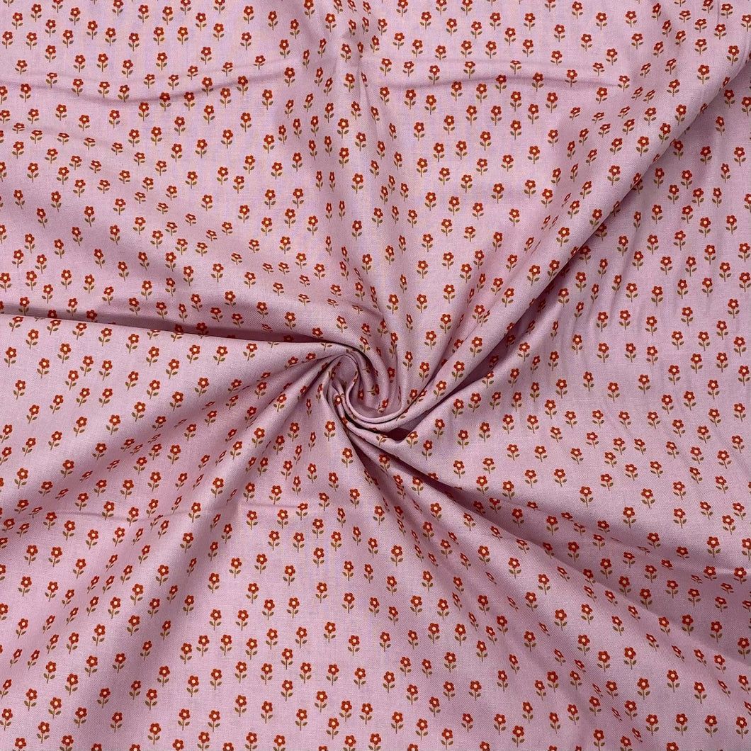 Little flowers on pink cotton fabric - 1/2 mtr
