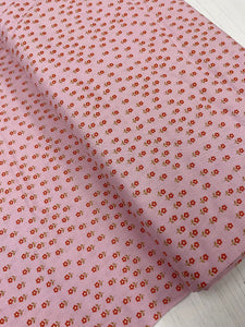 Little flowers on pink cotton fabric - 1/2 mtr