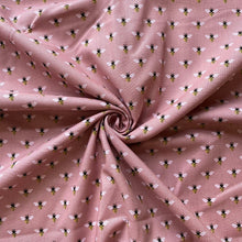 Load image into Gallery viewer, Dusky rose pink bees cotton fabric - 1/2 mtr