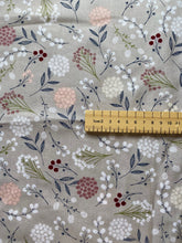 Load image into Gallery viewer, Taupe pretty flower heads cotton fabric - 1/2 mtr
