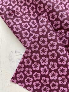 Dusky mauve & pink flowers cotton fabric - 1/2 mtr