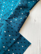 Load image into Gallery viewer, Teal black triangles cotton fabric - 1/2 mtr