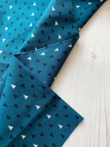 Teal black triangles cotton fabric - 1/2 mtr