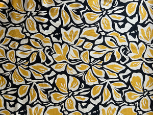 Abstract Floral - Black/Yellow - Dressmaking Fabric
