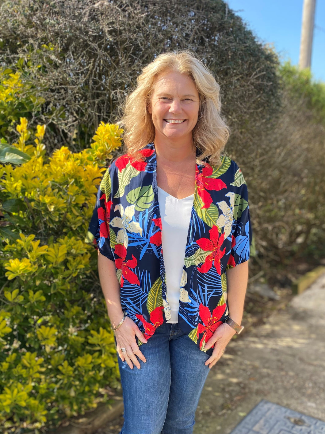 Kimono Jacket Kit - Navy Palm Print (sizes 10-28)