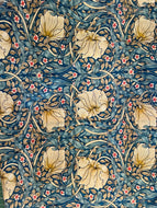 Blue Vine print Fabric Remnant - viscose - 125cms x 140cms