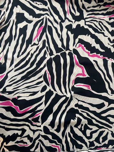 Zebra Print with Pink Highlight - Dressmaking Fabric