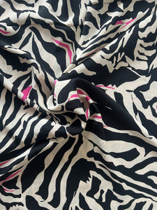 Zebra Print with Pink Highlight - Dressmaking Fabric