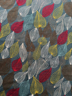 Fabric Remnant - Teal Leaf Jersey Fabric - 40cm