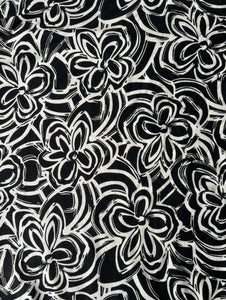 Fabric Remnant - Black Floral jersey fabric - 65cms
