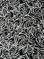 Fabric Remnant - Black Floral jersey fabric - 55cms